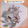 Huitan Delicate Leaf Branch Olive Design Women's Ring Silver Plated Fashion Female Rings for Party Daily Wear Statement Jewelry