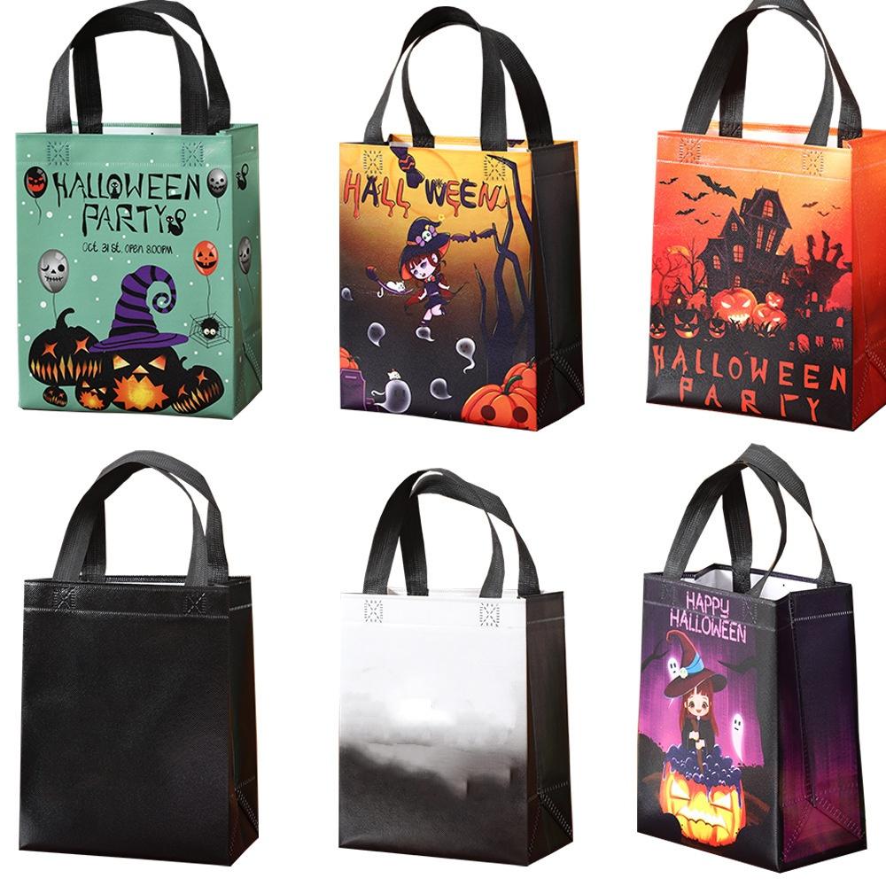 2024 New Halloween Gift Bags Pumpkin Creative Cartoon Hot Press Coated Non-woven Handbags Takeaway Bags Can Be Printed Logo