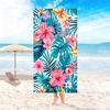 Coastal Wave Floral Letter Beach Towel Oversized Soft Microfiber Bath Towel For Beach Party Swimming Holiday   Gym Towel
