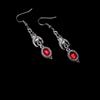 Victorian Vampire Bat Heart Earrings with Glass Pendant
