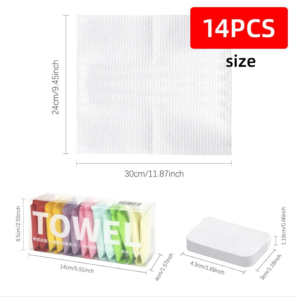 14pcs Compressed Makeup Remover Towels Thickened And Enlarged Cleansing Towels  Packaged In Colored Packaging Alcohol Free