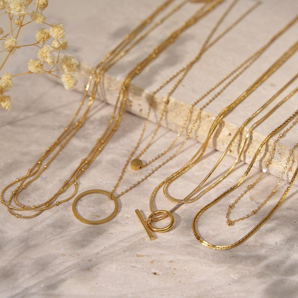 Multi-Layer Titanium Steel Clavicle Chain Plated With 18K Real Gold Does Not Fade Niche Design Light Luxury Women'S Necklace