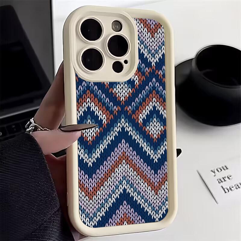 Bohemian Style Sweater Pattern Phone Case For iPhone 16 15 14 13 12 11 Pro Max X XS XR 7 8 Plus Fashion Shockproof Back Cover