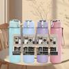 1PC Vintage Room Furniture Rectangular Print 750ml Colorful Plastic Sports Water Bottle Leakproof Pop Up Lid with Straw for Outdoor Work Home Use