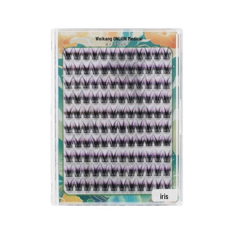 Soft Adhesive-Free Blue-Purple Black False Eyelashes Set - Natural Volume Beginner s Kit Glue-free Black with Iris