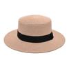 Summer Sun Protection Beach Flat-Brimmed Straw Hat Straw Woven Sunshade Hat Beach Wide-Brimmed Hat