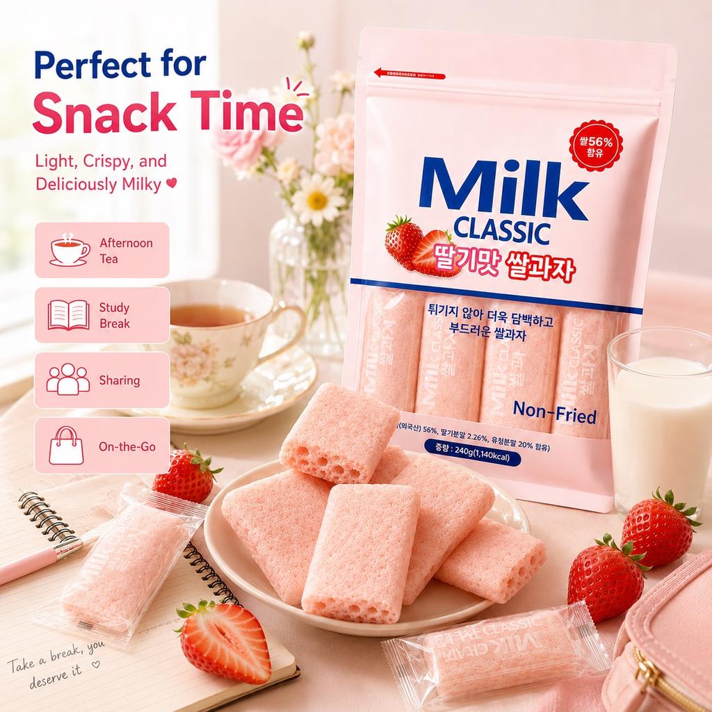 Cracker di Riso al Latte Fragola Classico 240g