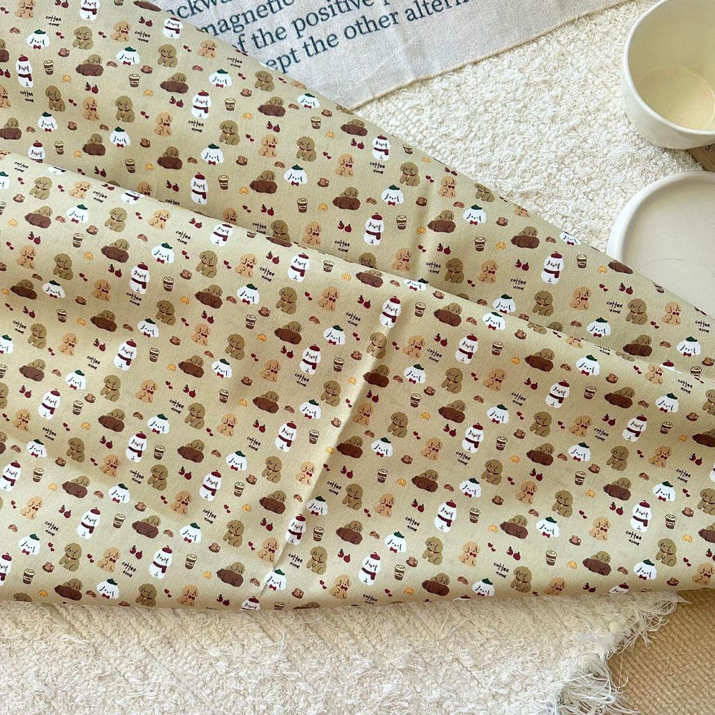 Korean Style Cartoon Animal Floral 100% Cotton Fabric for Women's & Children's Clothing, Family Outfits, Homewear & DIY Projects