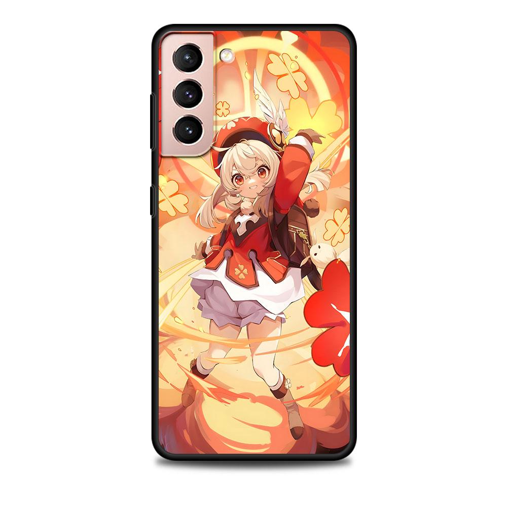 Klee Genshin Impact Case for Samsung Galaxy S23 S10e S10 S21 FE S22 S9 S24 Ultra S20 Plus Soft Black TPU Phone Cover Bumper