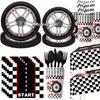 Cross-Border Tire Birthday Party Tableware Set: Plates, Cups, Napkins, Banners, Spiral & Knife