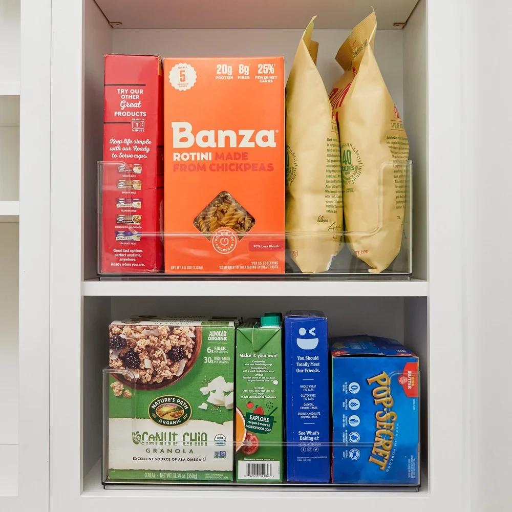 Extra Large Clear Storage Bin Open Front Stackable Organizer Kitchen Pantry Bathroom Toys Multi-Use Storage Solutions