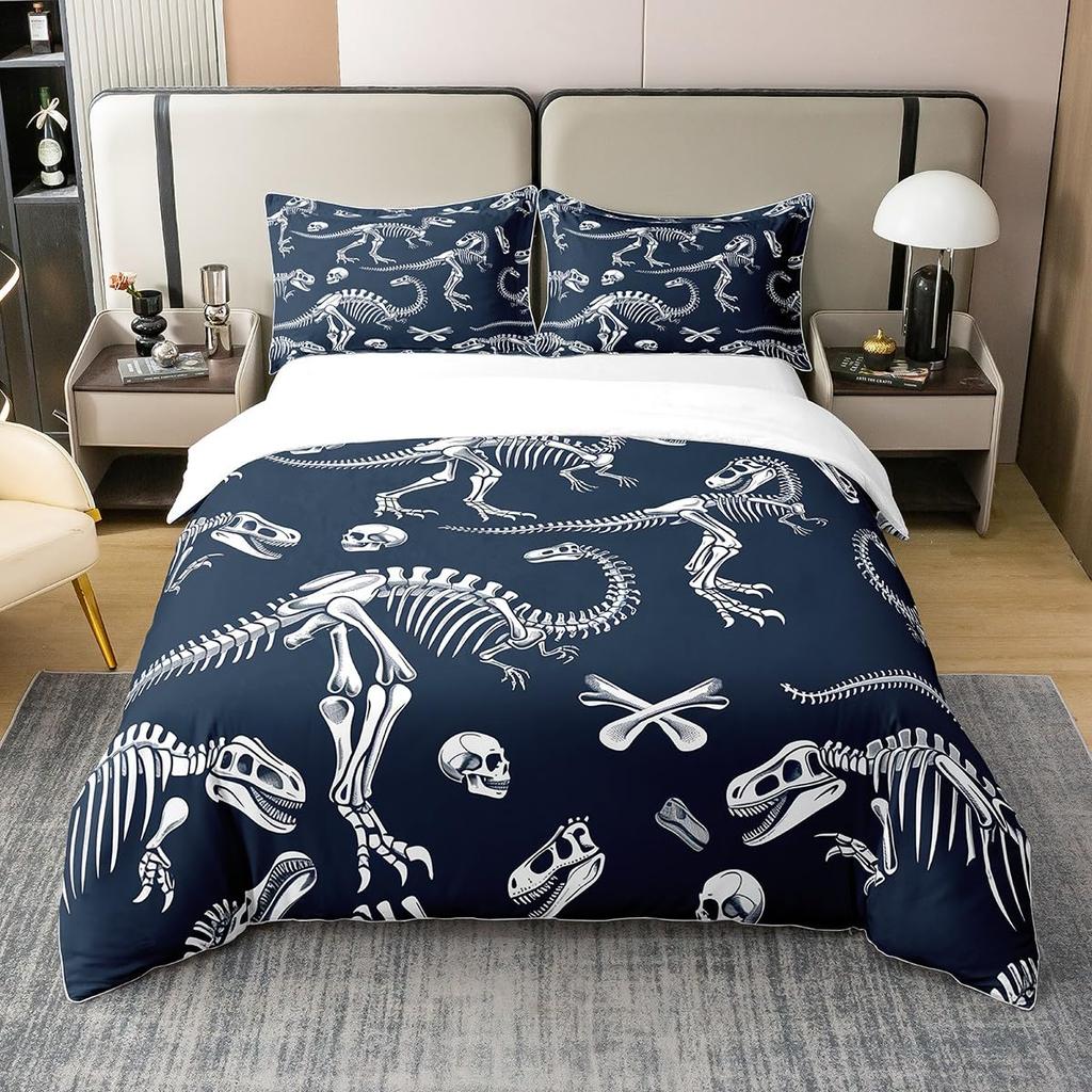 Jurassic Duvet Cover Sets Lightweight Quilt Covers Bedroom Decor Dinosaurs Illustrations Skeleton Biology Historic Bedding Sets