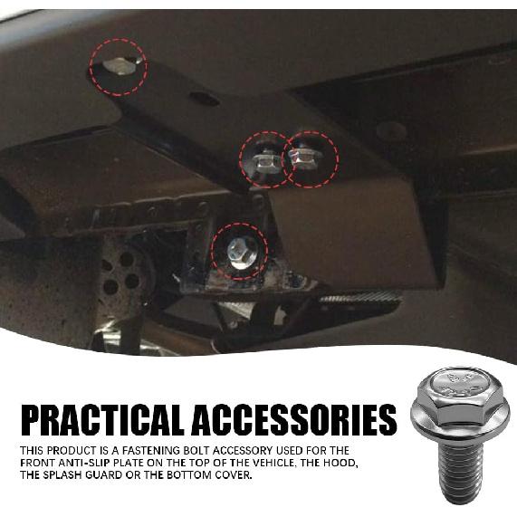 4PCS Car Top Front Skid Plate Bolts, Automotive Replacement Bolts, 12 mm Hex Head Stainless Steel Skid Plate Screws Replacement for 4Runner FJ