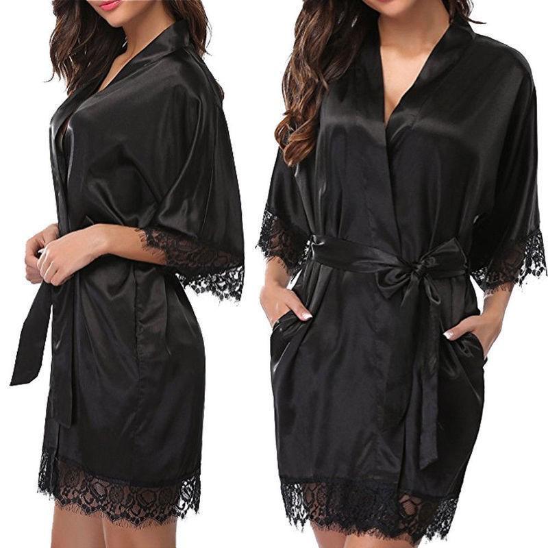Popular Plus Size Sexy Ice Silk Lingerie Bathrobe - Style 3025