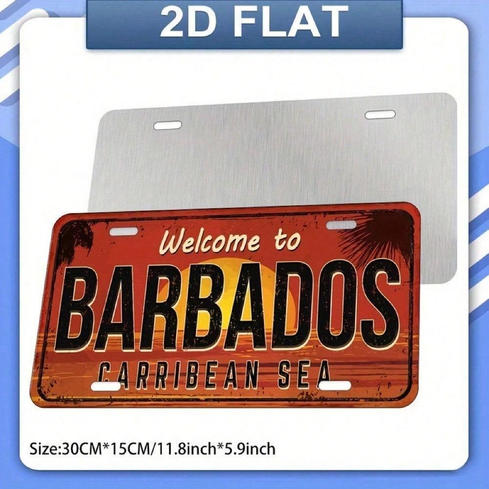 Tropical Caribbean Beach License Plate Frame Waterproof Aluminum Sunset Tree Print 5.9x11.8in Universal for SUV Truck
