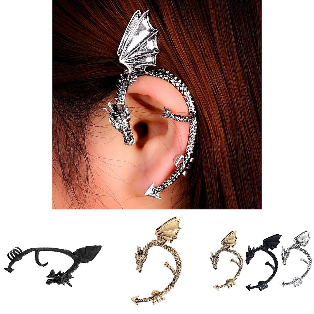 Gothic Dragon Ear Clips With Alloy Material And Vintage Copper Finish For Alternative Fashion