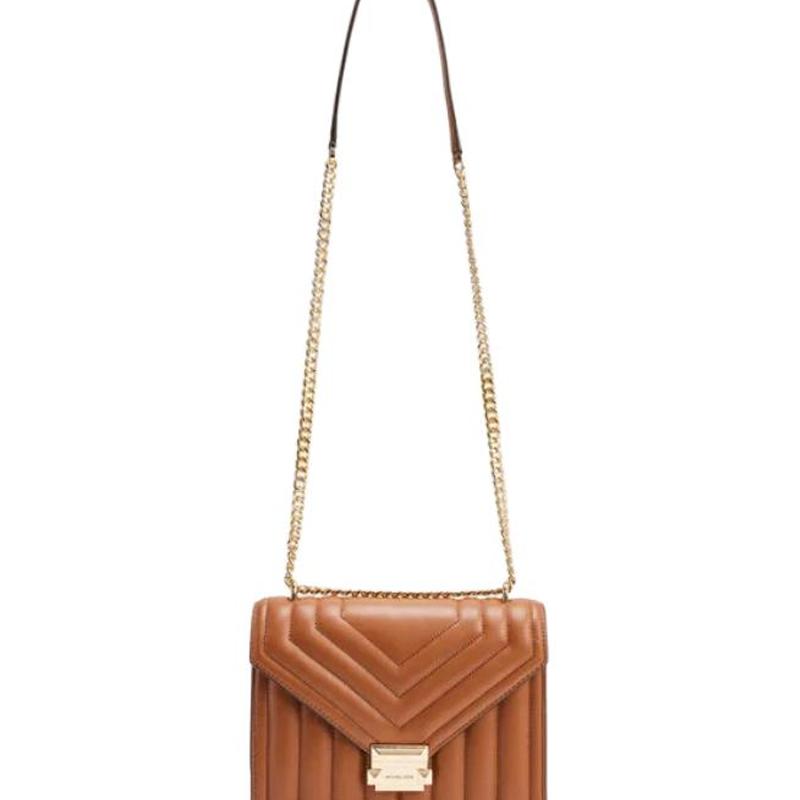 Michael Kors MK Whitney Adjustable Chain Strap Buckle Closure PU Crossbody Shoulder Bag Medium Women bags Brown 35R4GWHL6U-LUGGAGE