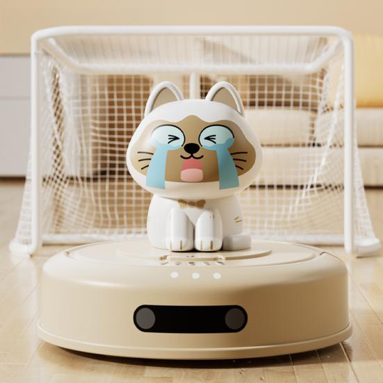 Cat Robotic Vacuum Cleaner Car Toy Inertial Drive Pull Back Cartoon Kitten Sweeper Vehicle Educational Toy Toddlers Boys Girls Gift