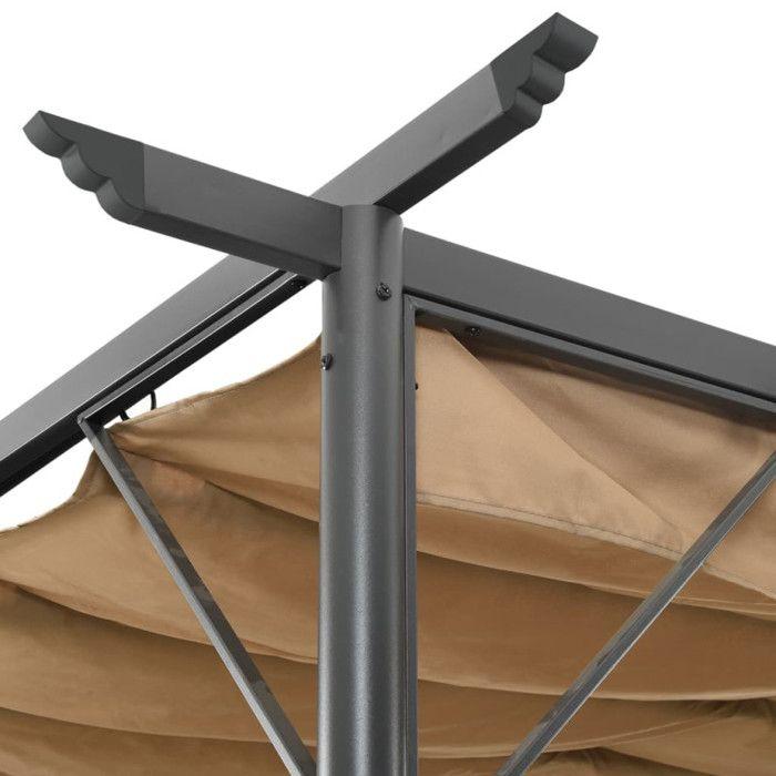 VidaXL Pergola avec toit rétractable Taupe 3x3 m Acier 180 g/m²