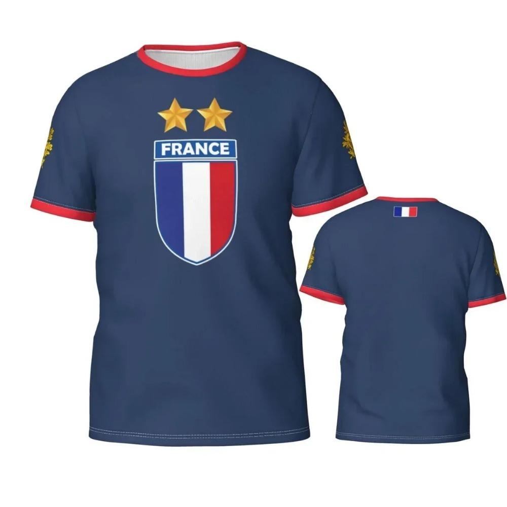 France Flag Badge 3D Printed T-shirts Fashion Graphic T Shirts French Football Summer Tops Breathable Sports Tees