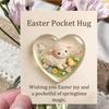 Easter Pocket Hug with Greeting Card Love Heart Shape Bunny Egg Sheep Flower Pocket Hug Token Holiday Party Keepsake Gift