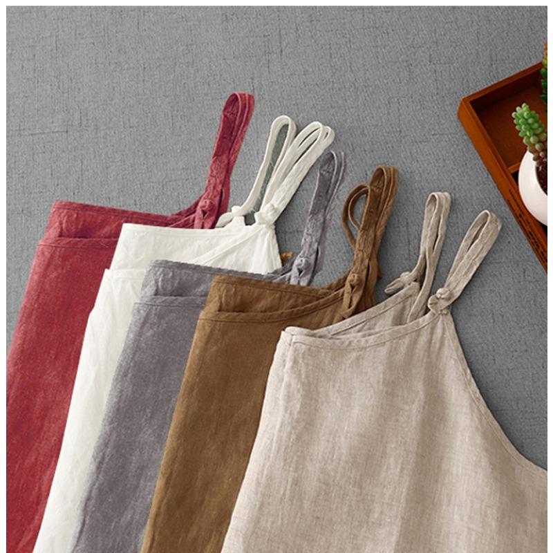 Women Cotton Linen Camisole Tank Top Short Plus Size Casual Top