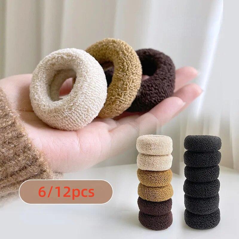 6/12pcs Elastic Hair Bands Thick Hair Rope Ring Updo Ties Headwear Girls Kids Women Hair Accessories