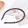 Punk Black PU Leather Headwear Korean Hair Hoop Women Hair Band Hair Accessories PU Chains Headband