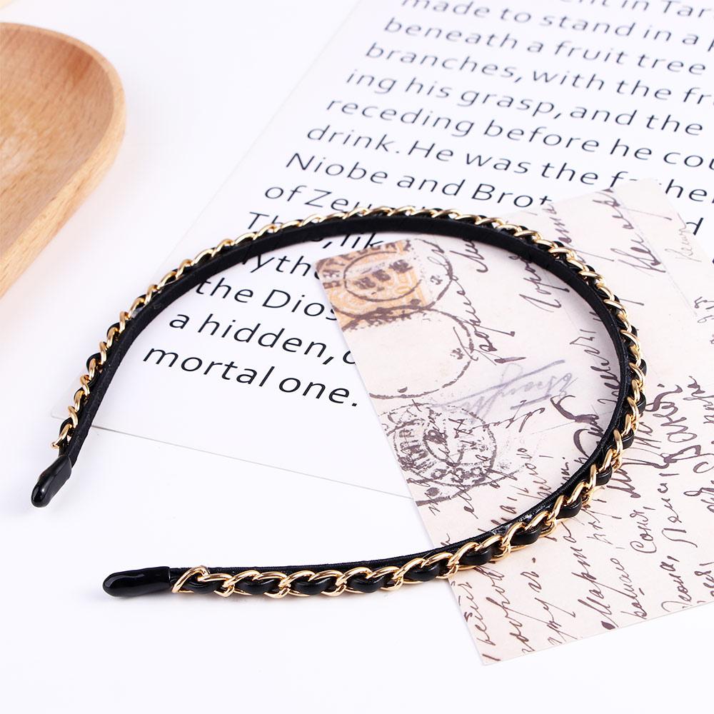 Headwear PU Leather Punk PU Chains Headband Women Hair Band Hair Accessories Korean Hair Hoop