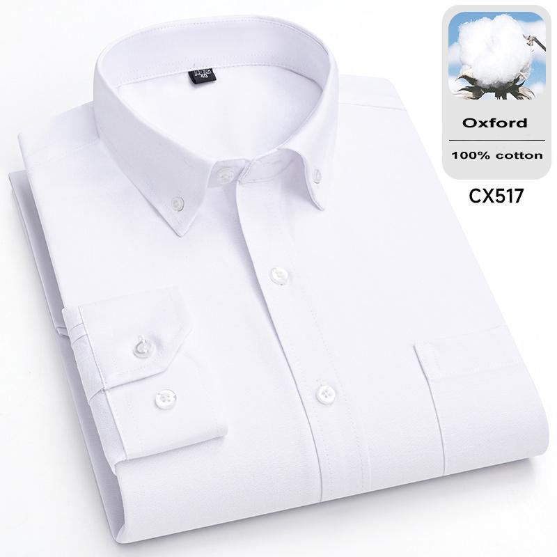 New 100% Cotton Oxford Mens Striped Plaid Shirts Long sleeve Male Business Casual High Quality Formal Shirt For Men Social Shirt