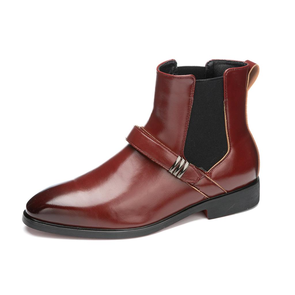 Fashion Male Leather Ankle Boots Leisure Walk Mens Chelsea Boots Business Dress Shoes New Luxury Brand Bota Handmade High Top Men Shoes