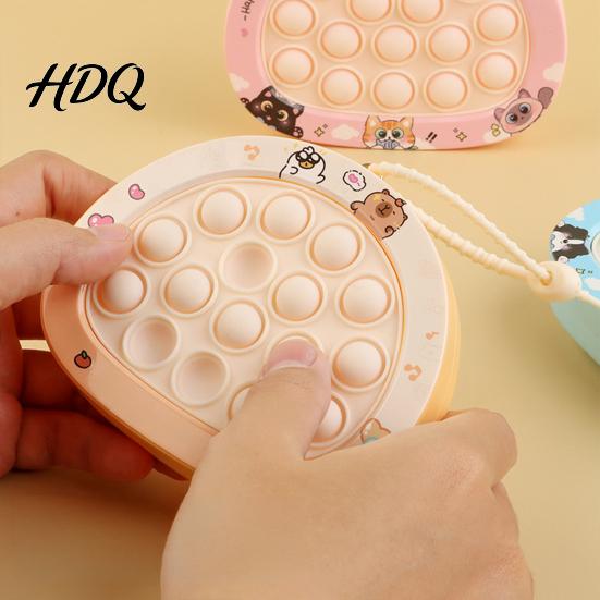 School Bag Pendant Push Bubble Game Console Keychain Stress Relief Mini Cartoon Reliever Popping Machine Portable Squeeze Sensory Fidget Toy