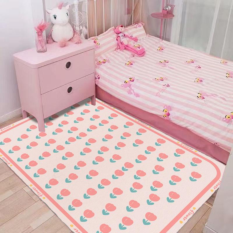 Tappeto Camera da Letto Piena di Ragazze Tappeti Carini per la Casa Tappeto Camera da Letto Ragazza Tappeto Rosa Soggiorno Tappeti Carini con Stampa Floreale Tappeto Decorazione Stile Ins