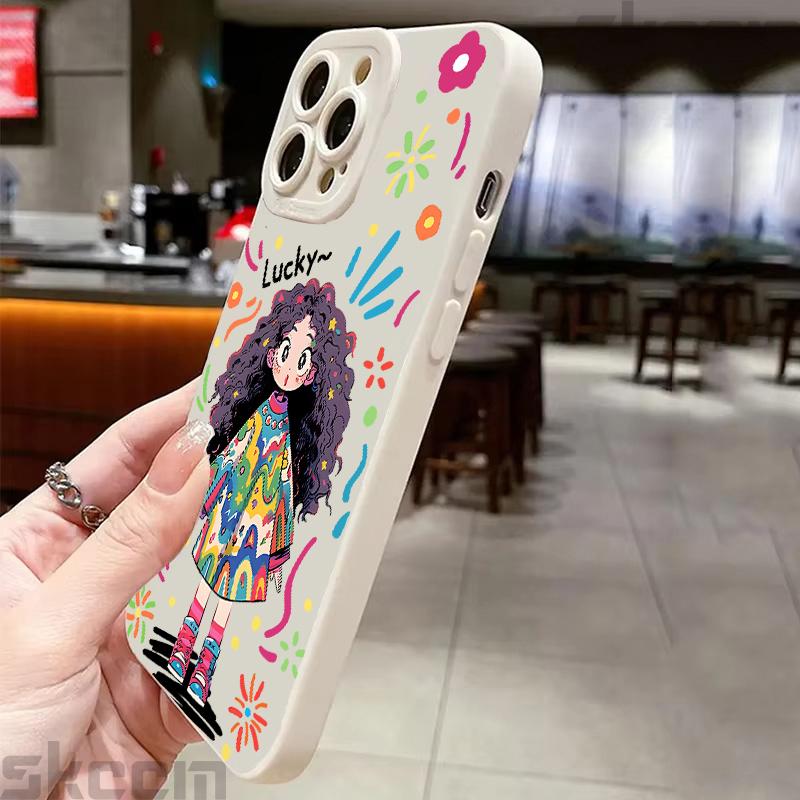 Cute Cartoon Little Girl Printed Silicone Case For Samsung Galaxy S25 Ultra S24 Plus S23 S22 S21 S20 FE A55 A54 A15 A35 Cover