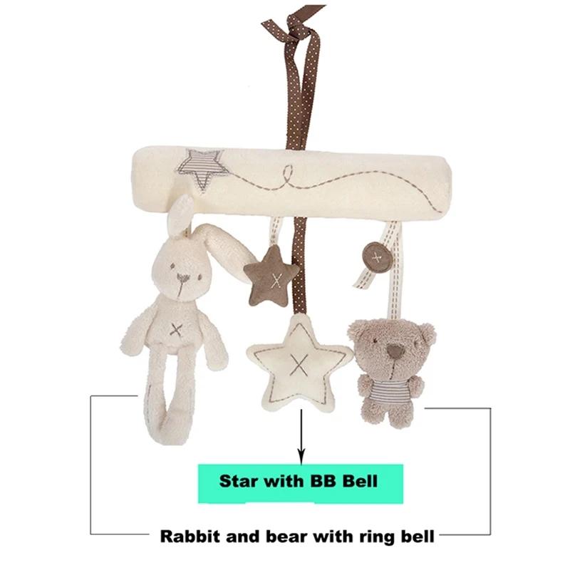Stroller Toys Baby Hanging Rattle Toys Soft Baby Music Plush Activity Crib Mobie Rabbit Star Shape for Toddlers Baby  Boys Girls