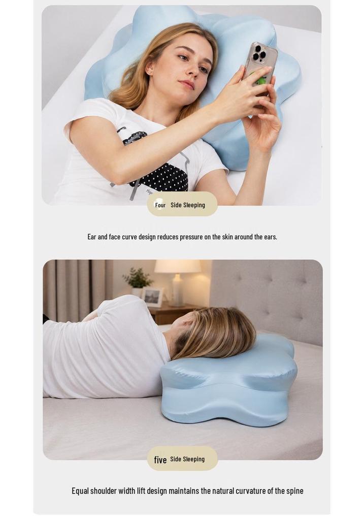 Butterfly Memory Foam Neck Pillow for Side/Prone Sleeping - Slow Rebound, Skin-Friendly, and Breathable for Cervical Support