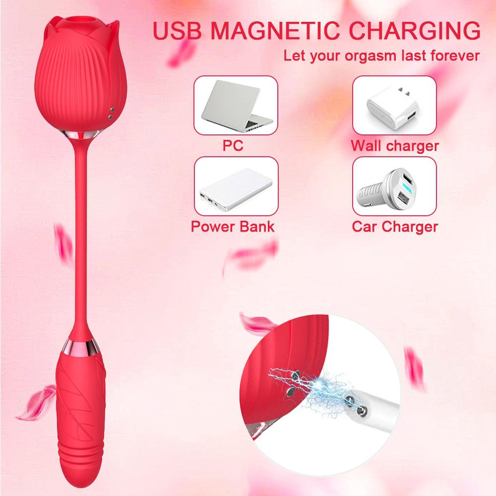 Rose Flower Vibrator: Telescopic Clitoral Stimulator & Suction/Blowing Sex Toy for Women