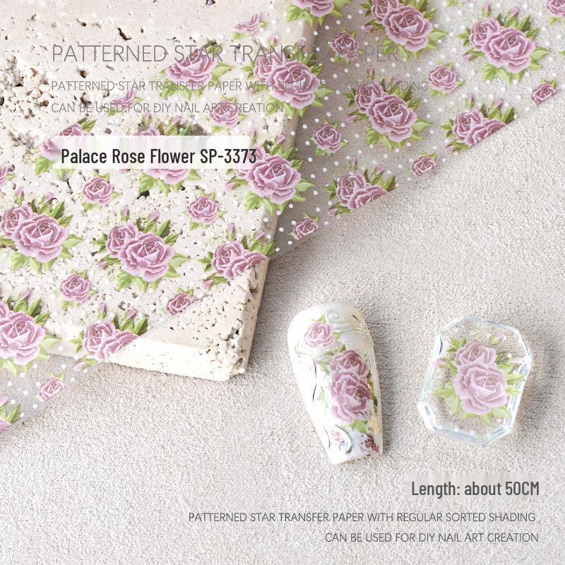 Starry Sky Rose Flower Nail Art Transfer Stickers