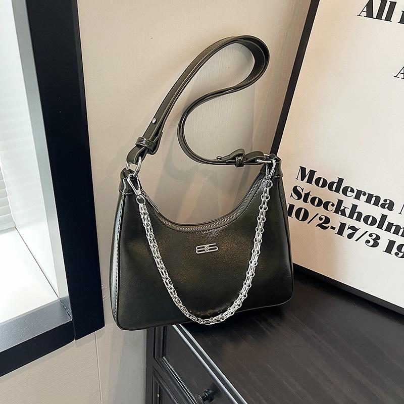 

Сумка подмышку женская 2025 цепочка модная сумка на плечо высококлассная повседневная сумка-мессенджер сумка-тоут с цепочкой темно-зеленого