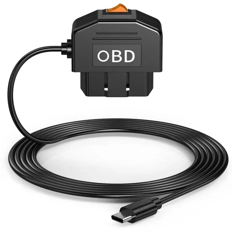 For Dash Camera Car DVR 24h Parking Car Accessories Battery Protection New Good OBD To Type C Charger Power Cable
