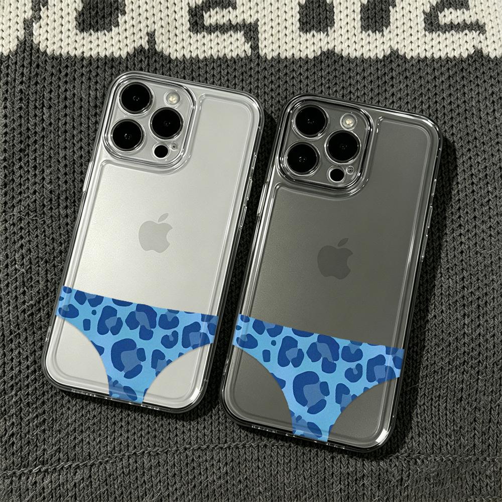Blue Leopard Bikini Transparent Phone Case For Iphone 17E 16 16E 15 14 13 12 11 Pro Max 14 Plus 17 Air Cute Soft Case Cover