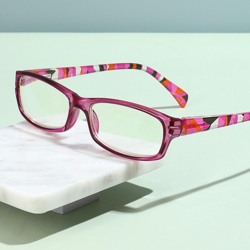 New Fashionable Anti-Blue Light Presbyopia Glasses Elegant Square Frame with Floral Accents Reading Eyewear +1.0 To +4.0