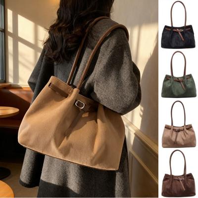 Korean Style Suede Leather Shoulder Bag Solid Color Matte PU Handbag Trendy Underarm Bag  Women
