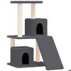 Arbre à chat - MAISON EXCLUSIVE - 82 cm - Gris foncé - 2 maisons &amp; 1 plate‑forme - Poteaux en sisal naturel