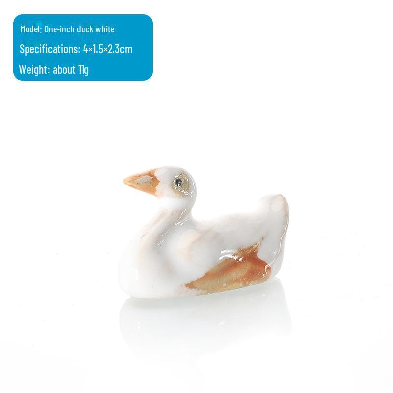 Ceramic Animal Ornaments for Aquarium Landscaping - Includes Duck, Cow, Crane, and Mandarin Duck.
