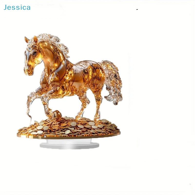 Golden Crystal Horse Figurine | Wealth-Themed Home Decor Statue For Desk Shelf Lucky Ornament