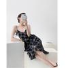 New Irregular Ruffle Edge Elegant Plaid Suspender Dress Temperament Gentle V-neck Long Dress Children