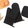 Silicone Oven Mitts and Pot Holder Set,Thickened Heat Resistant Gloves and Heat Insulation Pad,Non-Slip Kitchen Gadgets for BBQ