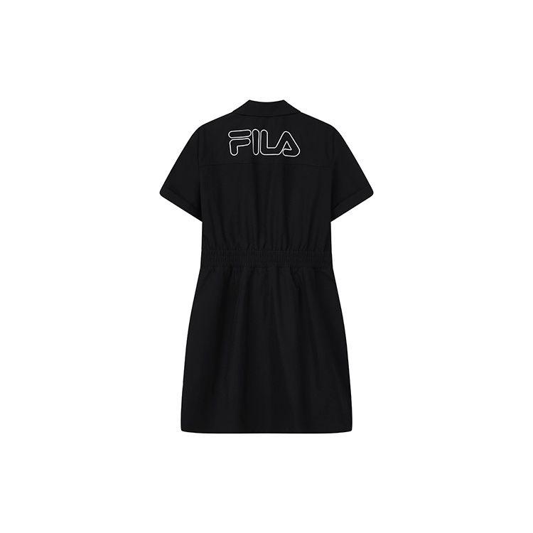 FILA Casual Loose Versatile Woven Shirt Dress Women Dresses Black F11W229323FBK