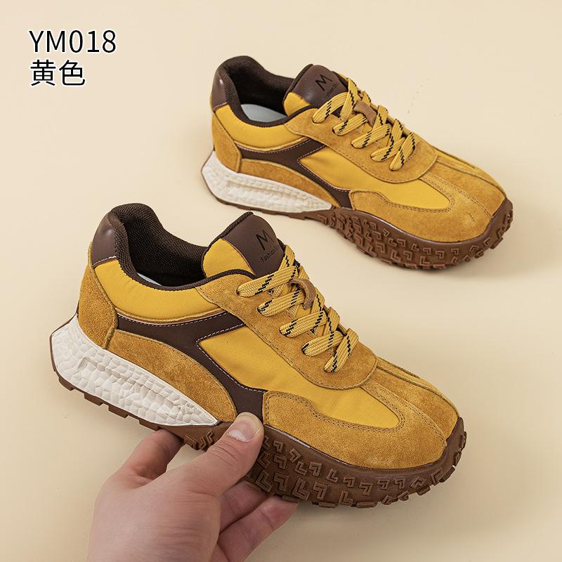 Dad Shoes Frühling und Herbst Neue dicke Sohle Kleine Forrest Gump Schuhe Sportschuhe Leder Atmungsaktiv Freizeitsschuhe